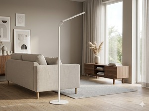 Minimalist Black Metal Floor Lamp LED E26 Cold White 3500K Adjustable Height <b>Indoor</b> <b>Lighting</b> - Product Image 3
