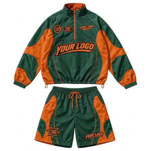 Custom <b>Men's</b> Nylon Windbreaker <b>Hoodie</b> <b>Shorts</b> <b>Set</b> With Patchwork Design Lightweight Casual Streetwear Fashion Clothing - Product Image 6