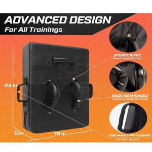 Multi Handle Leather Martial Arts Training Tool Kick Shield Designed for Dynamic Striking <b>Drills</b> Partner Work Group Sessions - Product Image 5
