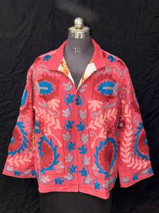 <b>Handmade</b> Suzani Embroidered Quilted Sheep Skin Winter Cotton Breathable Woven Floral Outerwear Jackets for Women - Product Image 4