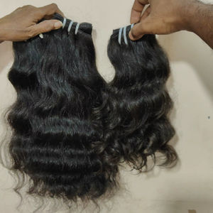 Venta al por mayor de mechones de pelo natural Remy indio cutícula alineada de doble trama de proveedor de la India para extensiones de cabello humano - Product Image 1