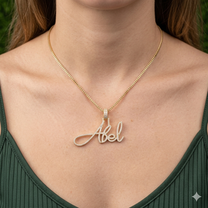 Custom Iced Cursive <b>Name</b> Pendant <b>Gold</b> Plated Moissanite Diamond <b>Necklace</b> Channel Setting Luxury Personalized Jewelry Charms Gift - Product Image 2