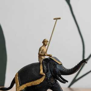 Masterpiece Handmade Brass <b>Elephant</b> Figurine Rider Modern Animal Sculpture Tabletop <b>Decor</b> Living Room Ornament Pop Art - Product Image 2