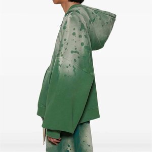 Wholesale Custom Logo Men's Green <b>Tie</b> <b>Dye</b> Tracksuit <b>Set</b> Hooded Zipper Full Sleeve Loose Fit Streetwear Adult Spring Casual Wear - Product Image 5