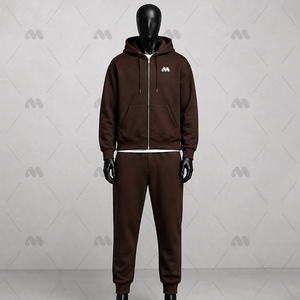 OEM Custom Heavyweight Cotton Fleece Hoodie Tracksuit Men Full Zip <b>Jogger</b> Set <b>Oversized</b> Streetwear Sweat Suit - Product Image 1