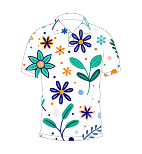 Camisa Polo Personalizada para Hombre, con Estampado Floral Azul, Manga Corta, Casual, Transpirable, de Verano, para Golf - Product Image 1