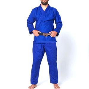 2026 Summer Karate Uniform <b>Blue</b> V-Neck Stretch Durable Breathable Long Sleeve Ribbed Poly Cotton OEM Sportswear Pakistan - Product Image 1