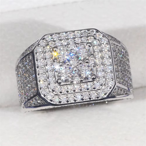 Hip Hop Jewelry Pass Diamond Tester Fast Shipping 925 Silver GRA Certificated <b>Iced</b> Out Moissanite <b>Ring</b> - Product Image 1