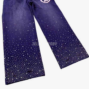 Conjunto de Sudadera con Cremallera y Pantalones Deportivos con Pedrería Morada para Hombre, Ropa Deportiva con Estampado Gráfico, Atuendo Casual a la Moda - Product Image 4