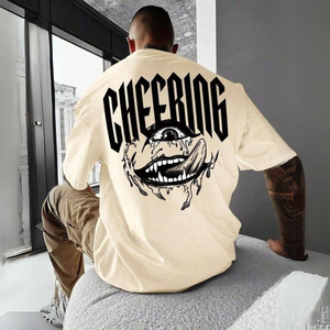 Men's Black <b>T</b>-<b>Shirt</b> with Custom DTG Front Print Oversized Fit Short Sleeve Casual Jersey 100% Cotton - Product Image 2
