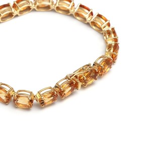 Natural Citrine Stone Charm <b>Bracelet</b> 925 Sterling Silver Gold Plated Yellow <b>Gemstone</b> Fine Jewelry for Women Party - Product Image 1