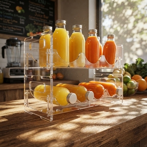 Clear Acrylic Modern Recyclable Portable Bottle Merchandising <b>Display</b> Stand Retail Counter Bottle Holder Custom <b>Display</b> Solution - Product Image 1