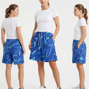 Ensemble de shorts amples sublimés pour femmes, 100 % polyester polaire, taille à cordon, longueur genou, vêtements de sport, shorts d'entraînement - Product Image 4