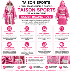 Bata de Boxeo Unisex TAISON SPORTS, 240 GSM, Tela de Cuero, Absorbe la Humedad, Rosa y Negro, Logotipo Personalizado por Sublimación, Diseño con Ribete - Product Image 5