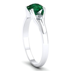 Anillos de plata de ley 925 de lujo REYES con moissanita certificada GRA para mujer, corte redondo, 0.84 quilates, con gema esmeralda. - Product Image 3