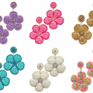 Boucles d'oreilles brodées pour femmes, style de mode unique, perles, point de croix et broderie, artisanat haut de gamme - Product Image 3