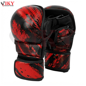 Gants de sparring MMA personnalisés faits à la main, légers et durables, avec impression par sublimation contrastée noir et rouge, fournisseur de qualité - Product Image 1