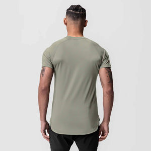 Camiseta de Manga Corta para Hombre, Cuello Redondo, Color Sólido, Secado Rápido, Transpirable, Corte Regular, Algodón Tejido, Informal, Deportiva, con Logotipo Frontal - Product Image 4