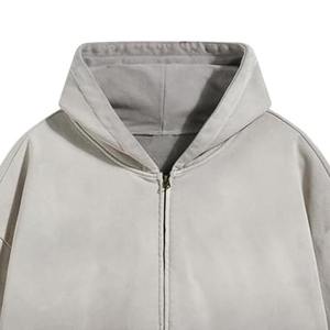 Sweat à capuche streetwear pour hommes à impression bouffante personnalisée vierge en gros Sweats à capuche zippés à l'épaule délavés à l'acide Sweat à capuche imprimé à double fermeture éclair - Product Image 2