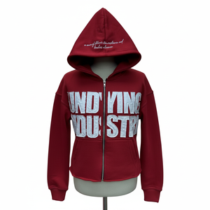 Sudadera con capucha de diseñador de alta calidad para hombre, con cremallera, estilo urbano, logotipo bordado personalizado, holgada, para invierno. - Product Image 3