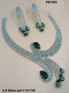 Conjunto de joyería nupcial de diamante americano clásico, collar y pendientes de dos piezas para boda, estilo clásico de moda - Product Image 4