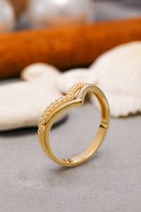 Anillo de Diamantes con Corte Redondo Minimalista en Forma de V, Cultivado en Laboratorio, con Oro Amarillo de 14K, Joyería Fina, Regalo de Compromiso o Boda para Enamorados - Product Image 5