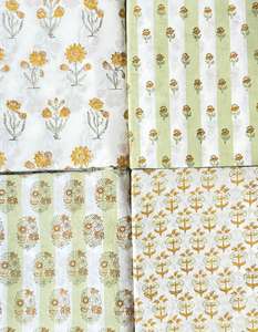 Tissu en coton imprimé à la main en Inde, imprimé floral, tissu Jaipuri Sanganeri - Product Image 1