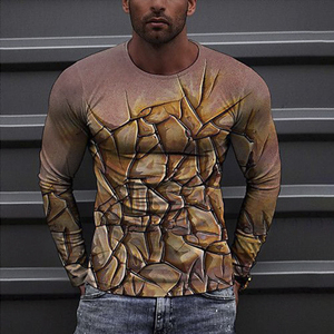 Rashguard unisexe à manches longues, compression, texture rocheuse, imprimé numérique, séchage rapide, protection UV, tissu polyester/nylon - Product Image 3