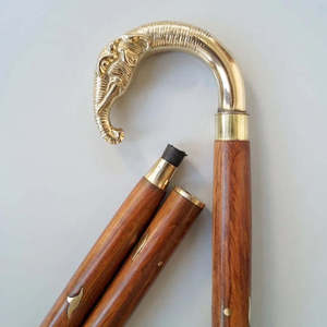 Designer brass and wooden <b>walking</b> cane with elegant look for stylish support and premium home decor - Product Image 2