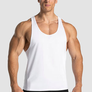 Débardeur en tricot blanc uni pour homme, col rond, vêtement décontracté, respirant, en polyester - Product Image 2