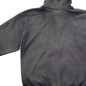 Sudadera con capucha gris deslavada con efecto desgastado por el sol, de algodón grueso, oversize, estilo streetwear, para hombre y mujer, de corte holgado, con cremallera completa. - Product Image 3