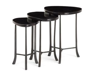 Juego de mesas nido contemporáneas de hierro con tapa de vidrio para muebles de lujo y decoración de interiores - Product Image 5