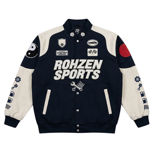 Racing <b>Jacket</b> Embroidered Patch Letterman <b>Bomber</b> <b>Jacket</b> Snap Button Streetwear Motorsport Team Wear Windproof Unisex - Product Image 1