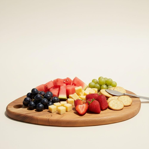 Tabla de Cortar de Madera Maciza Resistente, Forma Ovalada, Multiusos, para Cortar y Servir Verduras, Frutas, Queso y Pan - Product Image 3