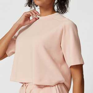 Conjunto Deportivo Casual de Dos Piezas para Mujer, Ecológico, Manga Corta, Pantalones Cortos con Cordón, Bolsillos, Transpirable, Color Sólido, Cintura Media - Product Image 4