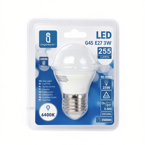 Lampadina LED G45 E27 3W 6400K Luce Diurna 255 Lumen Ampio Angolo - Product Image 2