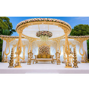 Mandap de mariage en bois sculpté de style royal gujarati, design circulaire élégant, pour mariages à Londres - Product Image 1