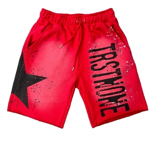 Shorts de sport amples en coton épais pour homme, décontractés et de haute qualité, effet délavé soleil, coupe oversize - Product Image 1