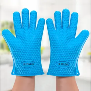 Factory Cheap Silicone Gloves Heat Resistant BBQ Oven Mitts for Kitchen Cooking Baking Grilling Gloves High Quality Custom Logo