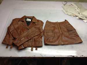 <b>women</b> genuine biker <b>jacket</b> skirt set zipper closure <b>spring</b> summer autumn fashion moto outfit pattern finished custom oem service - Product Image 1