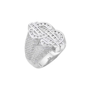 Luxury 925 Sterling <b>Silver</b> Moissanite Diamond Interwoven Knot <b>Statement</b> <b>Ring</b> With Sparkling Stone Look And Wide Band Design - Product Image 1