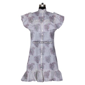 Blusa Túnica para Mujer con Estampado a Mano, Kurti de Algodón, Tallas L, M, XL, Talla Única - Product Image 3