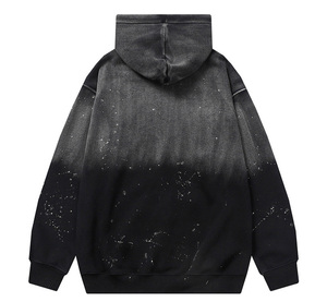 Sweat à capuche unisexe de luxe personnalisé en coton 100% avec impression numérique brodée, délavé à l'acide, fermeture éclair, écologique - Product Image 2