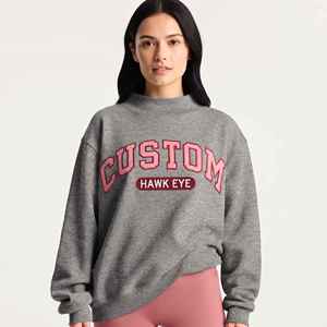 Sudadera de cuello alto personalizada con bordado, de algodón suave, estilo streetwear, jersey oversize de forro polar para mujer - Product Image 1
