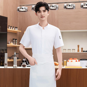 เสื้อเชฟแบบยูนิเซ็กซ์สั่งทำพร้อมโลโก้ แบรนด์ Touchhealthy ผ้าถัก พิมพ์ลายด้วยความร้อน แขนสั้น สำหรับร้านอาหารและบาร์ ขายส่ง - Product Image 2