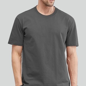Camiseta de Manga Corta para Hombre, Color Borgoña, Cuello Redondo, 100% Algodón, Corte Regular, Color Sólido Informal, Tejido de Punto, Teñido Liso, OEM ODM - Product Image 2