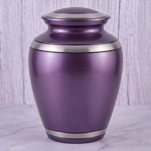 Urna funeraria para adultos de latón plateado y morado con superficie mate para cenizas humanas, urna conmemorativa y de entierro para cenizas de adultos. - Product Image 2