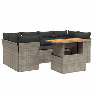 Garden <b>Sofa</b> <b>Set</b> Outdoor Rattan Cushioned Waterproof Grey Contemporary Design - Product Image 2