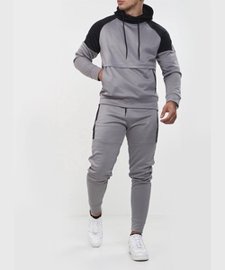 Jersey ajustado con capucha personalizado para hombre, chándal elástico con panel de contraste de bloque de color de poliéster 100%, conjunto de chándal de primavera - Product Image 2