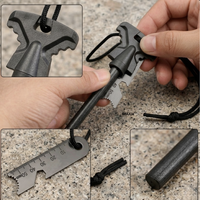 Allume-feu Ferro Rod avec outil multifonction et allumeur à double cœur en acier, allume-feu de survie 2-en-1 avec cordon pour le camping